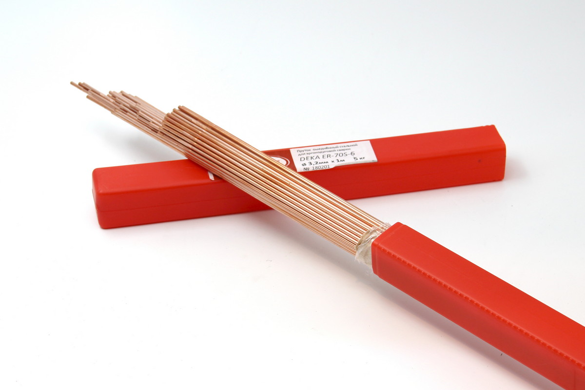 Пруток сварочный DEKA 3,2мм 5кг омедненный ER70S-6 Пруток сварочный DEKA 3,2мм 5кг омедненный ER70S-6
