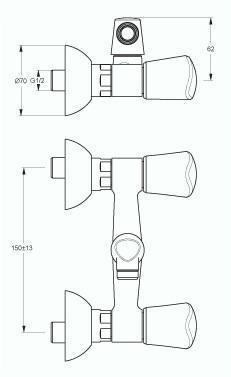 Смеситель "Сева Трио" для душа хром Vidima BA106AA/B8625АА