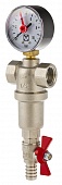 Фильтр самоочищаемый со сливом и манометром 1/2" Valtec VT.389.N.04