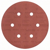 Шлифкруг на липучке D150 6 отверстий для дерева k320 (1/50шт) BOSCH 2 608 607 840